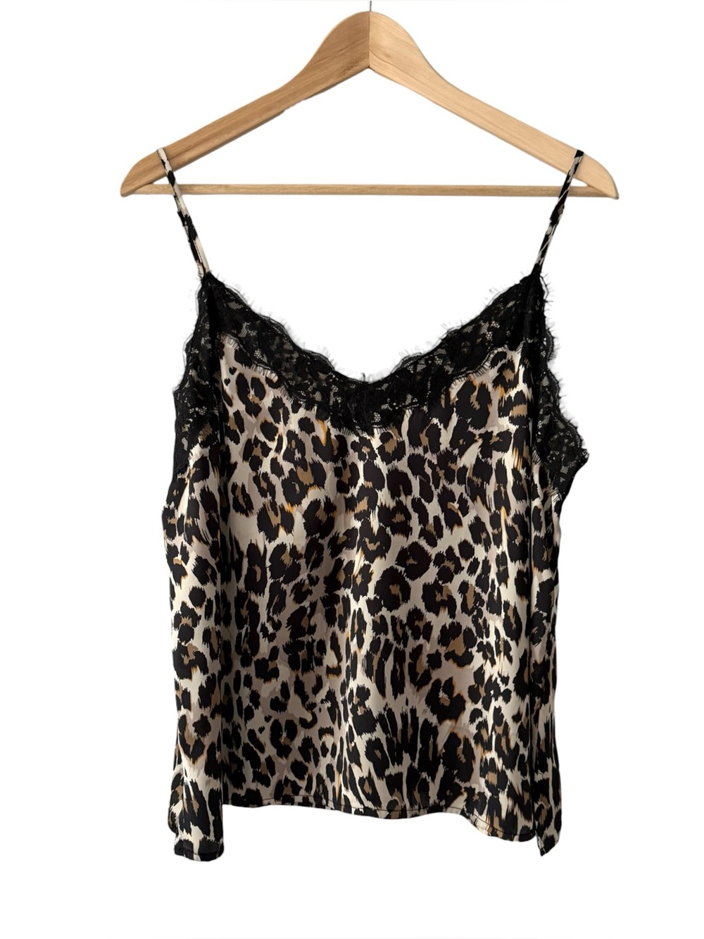 bp Leopard-Print Lace Trim Cami Top